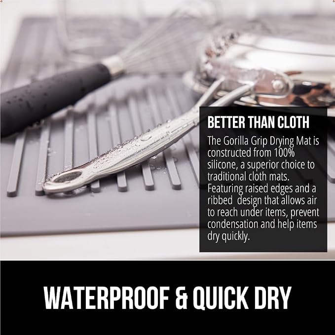 GORILLA GRIP 100% BPA-Free Patented Silicone Dish Drying Mat - Image 3
