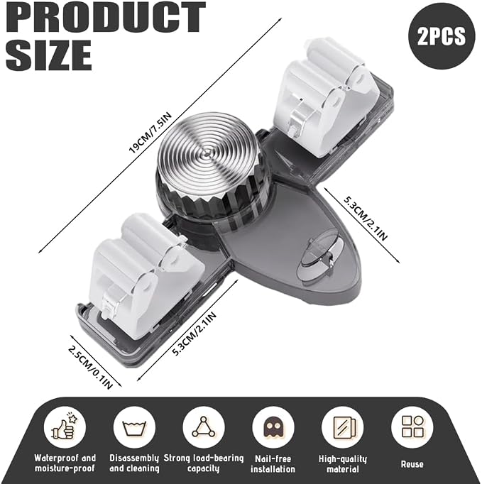 Broom and Mop Holder Wall Mount 2PCS Suction Cup Organizer - Image 6