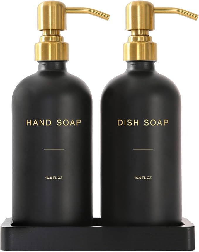 Black Soap Dispenser for Kitchen Sink, Hand and Dish Soap Dispenser by PrusWaso