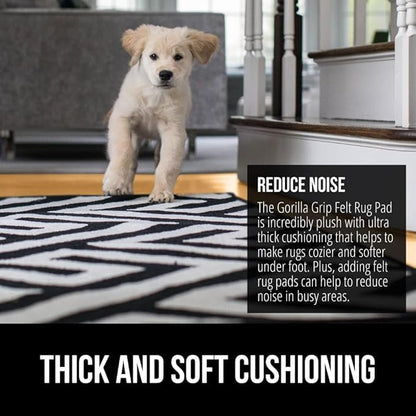 GORILLA GRIP Felt and Natural Rubber Stay in Place Slip Resistant Rug Pad, 1/8in Thick, 2x8 FT Protective Padding Under Area Rugs, Cushioned Gripper Pads, Carpet Runners, Hardwood Floors Protection