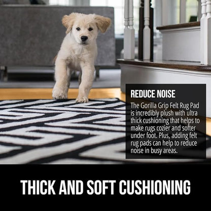 GORILLA GRIP Felt and Natural Rubber Stay in Place Slip Resistant Rug Pad, 1/4in Thick, 2x4 FT Protective Padding Under Area Rugs, Cushioned Gripper Pads, Carpet Runners, Hardwood Floors Protection