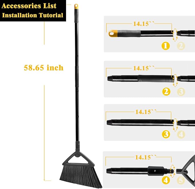 Outdoor Angle Broom Indoor, Upgraded Heavy Duty Commercial Brooms, Restaurant - Image 8