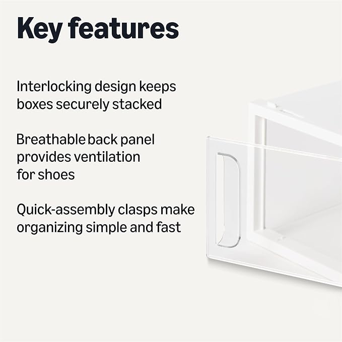 Amazon Basics Stackable and Foldable Clear Shoe Storage Organizer Box - Image 2