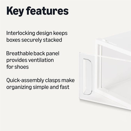 Amazon Basics Stackable and Foldable Clear Shoe Storage Organizer Box - Image 2