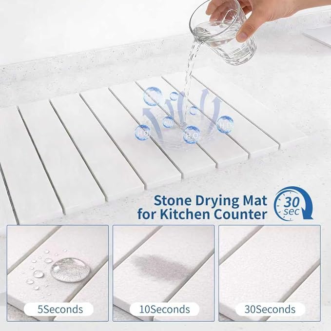 Hopegiver Stone Drying Mat for Kitchen Counter, Super Absorbent, Non-Slip & - Image 2