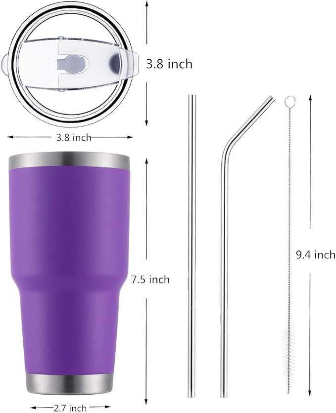 D·S 30oz Purple Tumbler Stainless Steel Double Wall Vacuum Insulated Mug - Image 3
