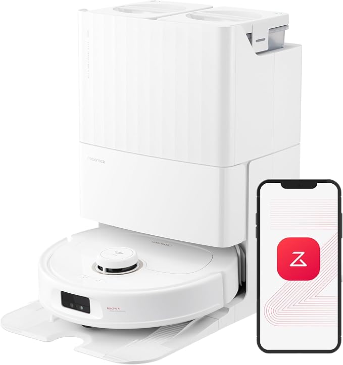 roborock Qrevo MaxV Robot Vacuum and Mop, FlexiArm Design, Hot Water Re-Wash & by Roborock