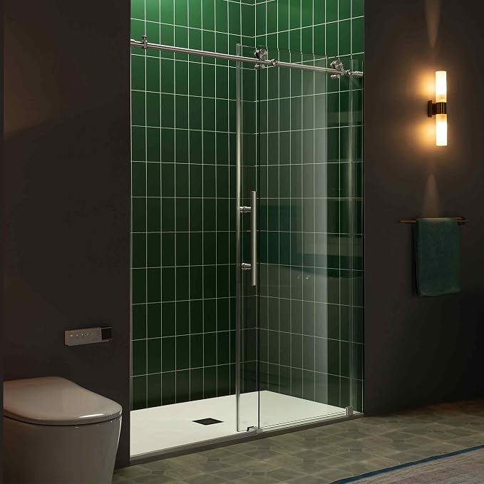 Woodbridge 56-60" W x 80" H Frameless Single Sliding Shower Door - Image 3
