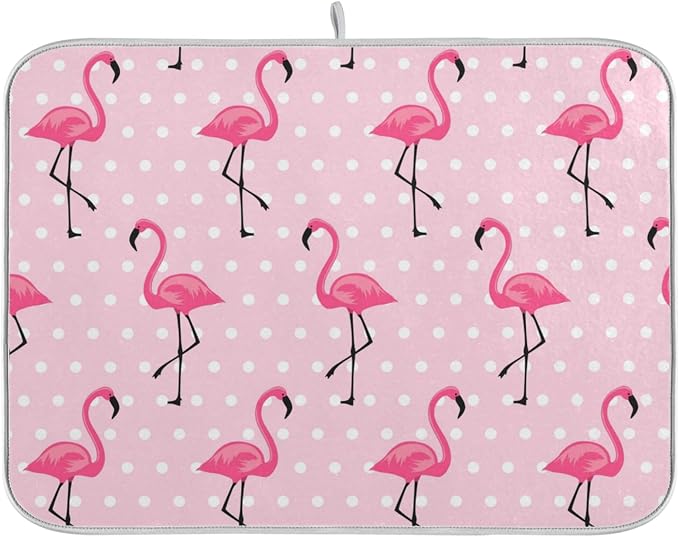 Tarity Cute Pink Flamingo Dish Drying Mat by Unknown
