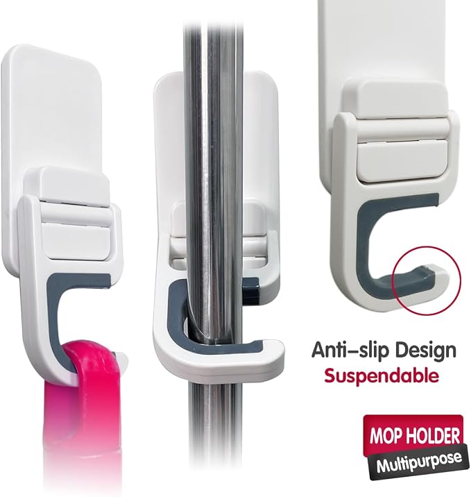 3Pack Broom and Mop Holder Wall Mount, Grippers No Drilling Self Adhesive - Image 4