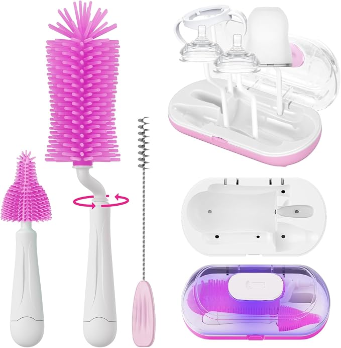 Bottle Brush Set with Drying Rack, Travel Bottle Cleaner Kit with Baby Bottle by Unknown