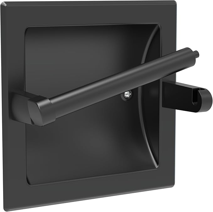 Matte Black Recessed Toilet Paper Holder by WZKALY