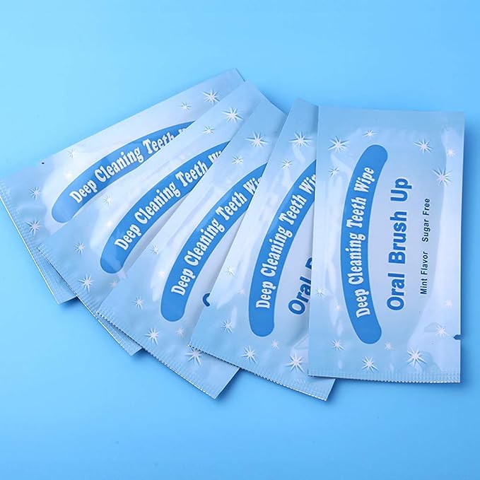 100pcs Disposable Textured Deep Cleaning Teeth Wipes Finger Brush Oral Brush - Image 3