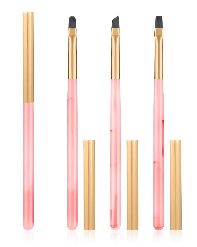 3PCS Nail Polish Clean Up Brush, Round&Falt&Angled Acetone Resistant Nail Brush by AMilHiTon