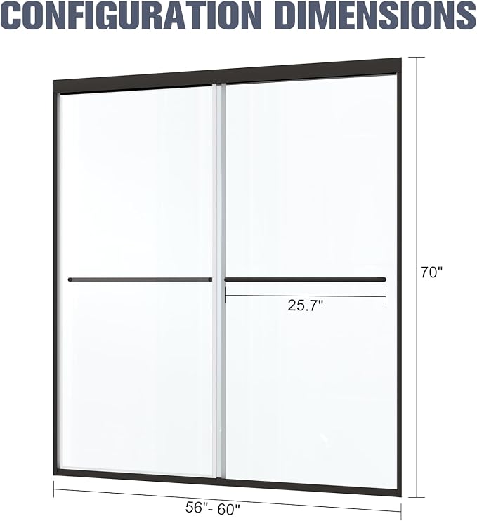 Bypass Glass Shower Door 56-60" W x 70" H - Image 7