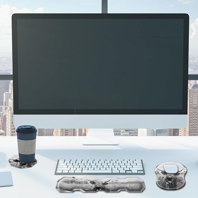 Ergonomic Mouse Pad with Wrist Support and Keyboard Wrist Rest Set + Coaster - Image 4
