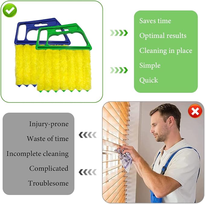 2 PCS Blind Cleaner Duster Tool, Window Venetian Hand-held 7 Finger Dusting - Image 5