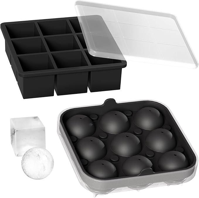 Wanderworld Ice Tray Combo, Silicone Reusable 2 inch Big Ice Freezer Mold by Unknown