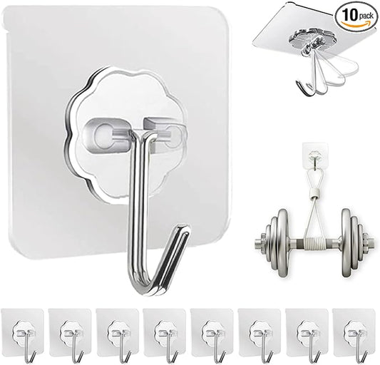 Adhesive Wall Hooks for Hanging Heavy Duty 50 lbs Large Hooks for Walls No by DDMY