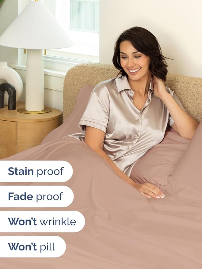 Extra Deep Pocket King Sheets - 4 Piece Breathable & Cooling Bed Sheets - Hotel Luxury Bed Sheet Set - Soft, Wrinkle Free & Comfy - Easily Fits Extra Deep Mattresses - Deep Pocket Mauve Sheets Set