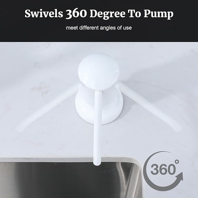 White Sink Soap Dispenser for Kitchen Sink, Built-in and Refill-from-Top Design - Image 8
