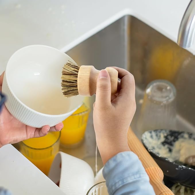 2 Pcs Dish Brush, Wood Dishes Scrub Brush, Pot Brush - Image 6