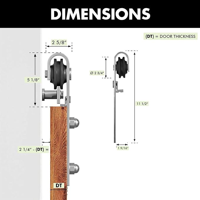 Homacer Brushed Nickel Non-Bypass Sliding Barn Door Hardware Kit, - Image 6