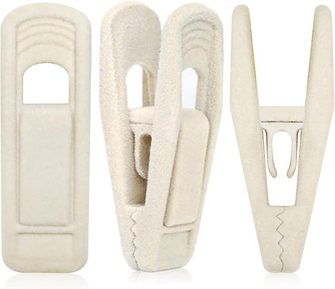 Beige Velvet Hangers, Non-Slip Velvet Clips by TOFIIGREM