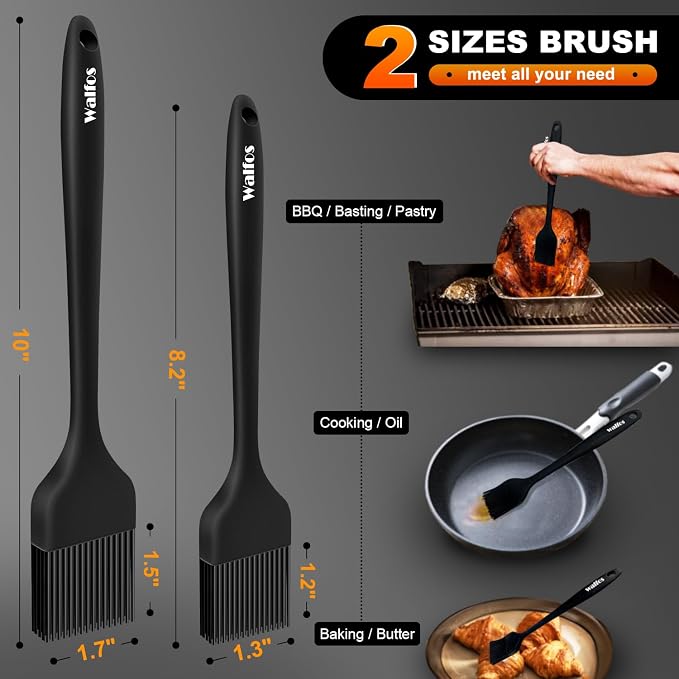 Walfos 600°F Heat Resistant Silicone Basting Brushes BPA Free Pastry Brush - Image 4