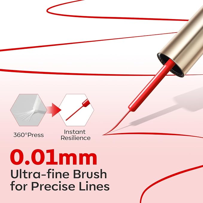 modelones Red French Tip Liner Gel Polish, 15 ML Bright Apple Red Valentine's - Image 5