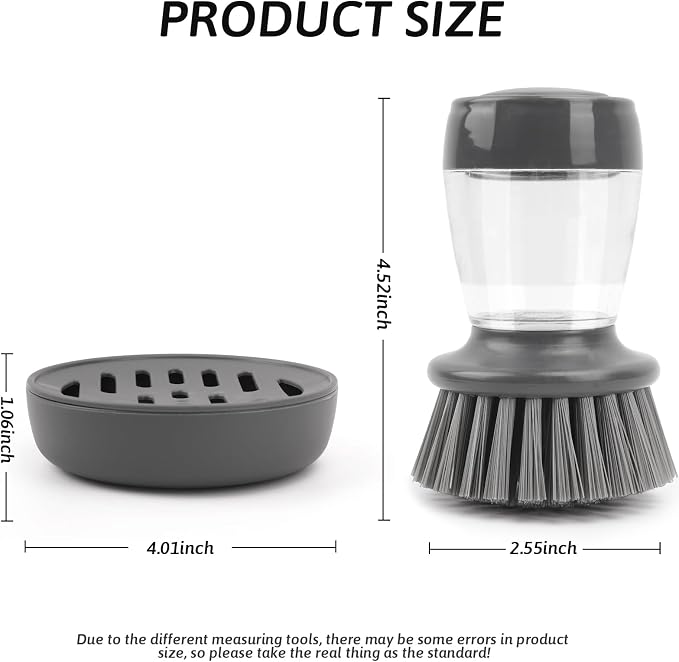 Kitchen Brush with Holder and Soap Dispensing Palm Brush Storage Set - Image 6
