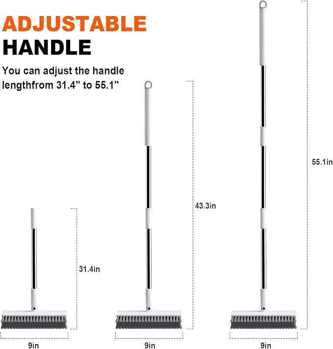 Floor Scrub Brush with Long Handle, Heavy-Duty Tile and Shower Grout Brush Stiff - Image 5