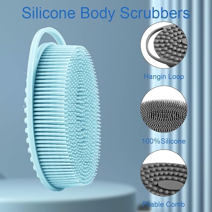 Silicone Body Scrubber, Exfoliating Silicone Body Shower, Silicone Loofah 2 in - Image 3