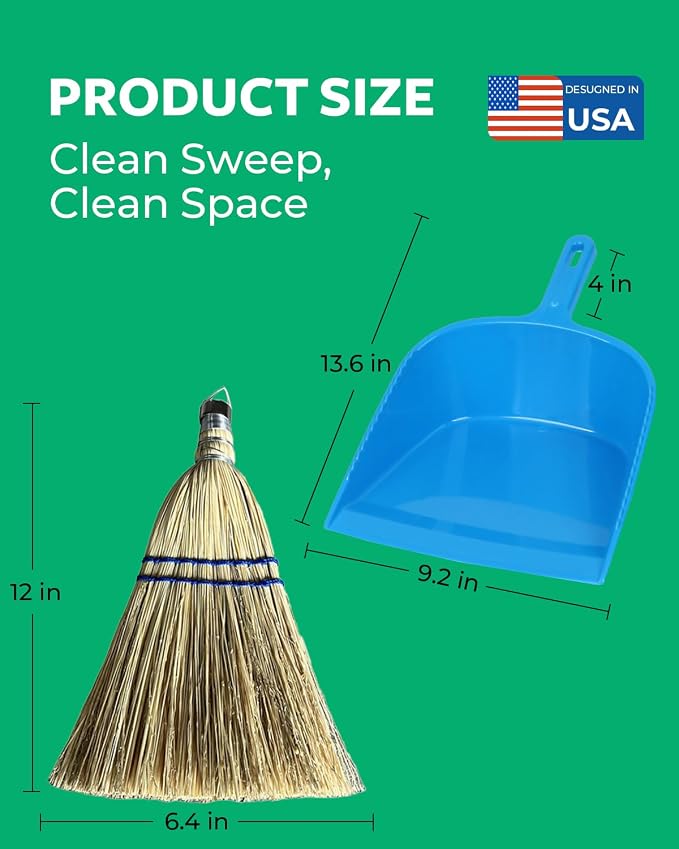 6Pack 12 Inch Handheld Broom Set, Heavy Duty Mini Corn Broom - Image 2