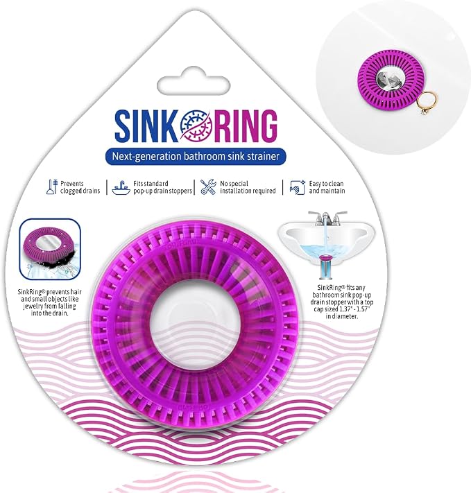 Bathroom Sink Hair Catcher for Pop-Up Drain – SinkRing 1.57" Precision Strainer by SINK+RING
