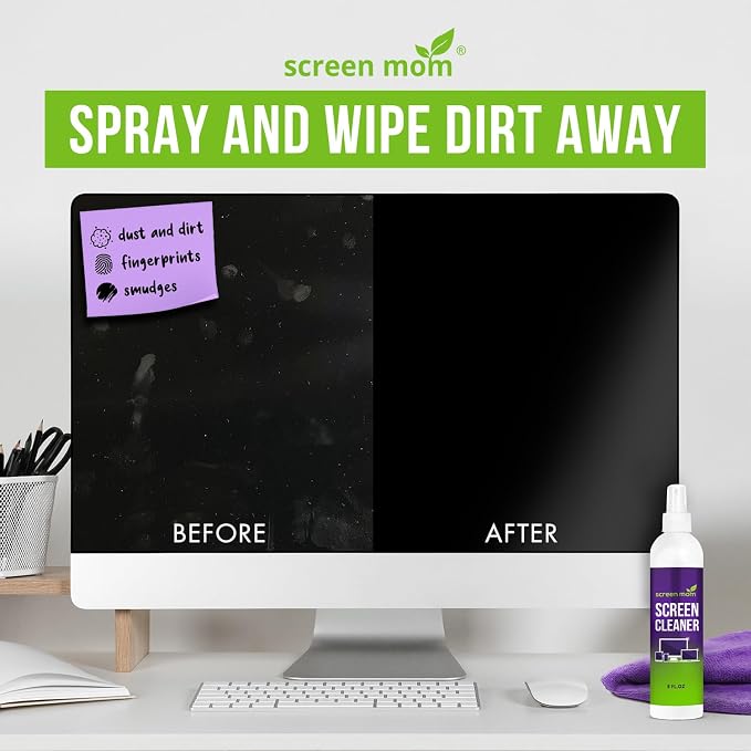Screen Mom Cleaner Spray and Microfiber Cloth 8oz, Streak-Free Car Screen - Image 5