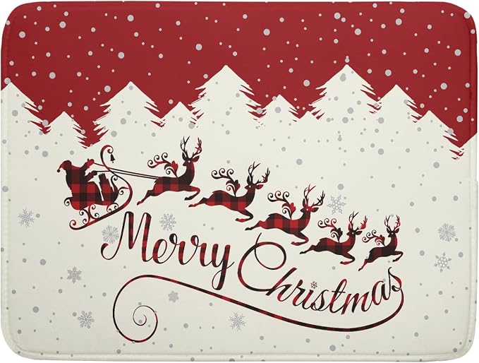 Christmas Moose Dish Drying Mat 18x24 by Kawani