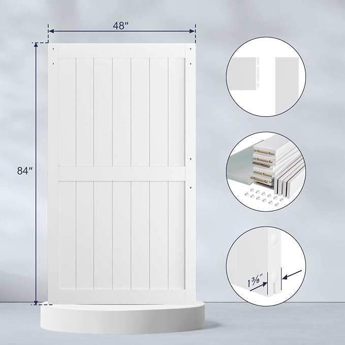 SmartStandard 48 x 84 inch White Sliding MDF Barn Door - Image 3