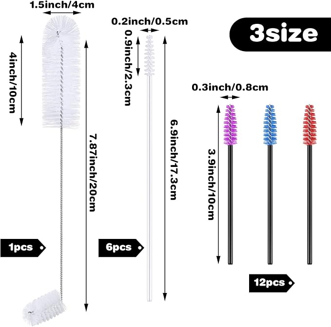 Hummingbird Feeder Cleaning Brush 19 Pieces 3 Size Mini Nylon Double Headed 2 - Image 2