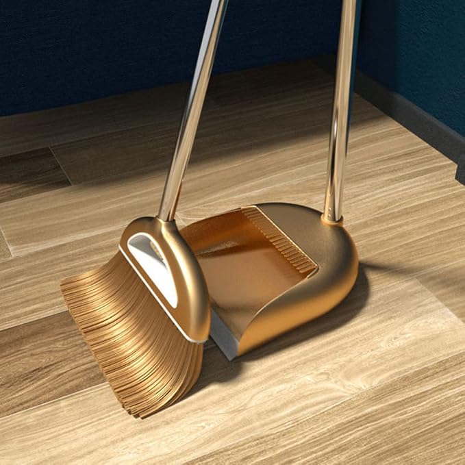 GANAZONO Broom Dustpan Scraper Set Long Handle Stand Up Broom Combo Dustpan - Image 3