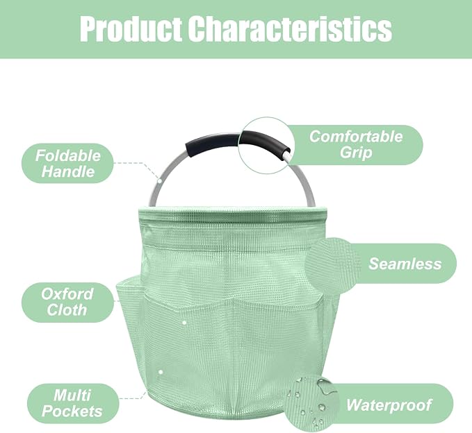 17L Cleaning Caddy with Handle, Foldable Cleaning Supply Caddy with 6 Pockets - Image 3