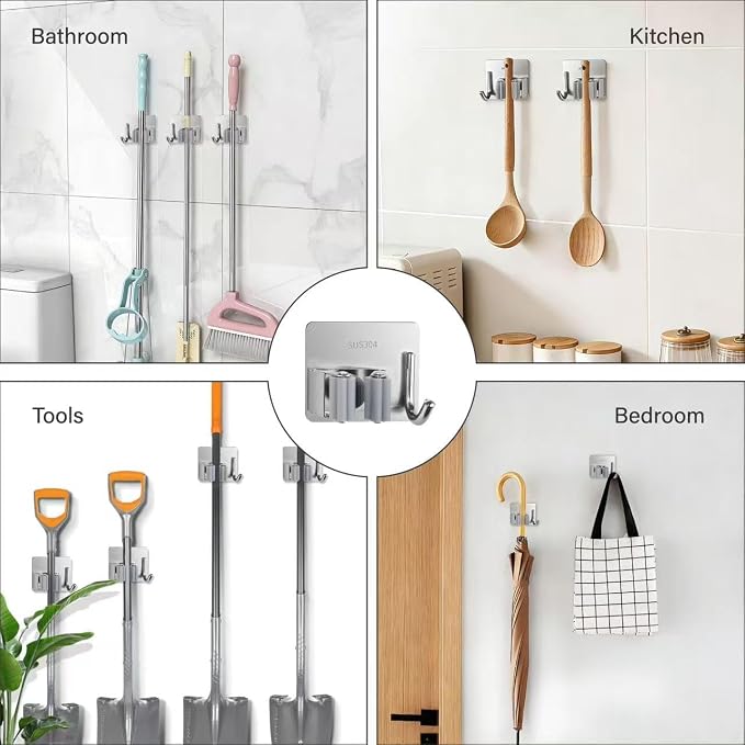 5 Pack Mop and Broom Holder Wall Mount, Mop Broom Organizer - Image 7