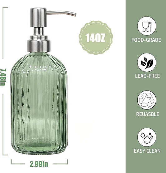 14Oz Green Soap Dispenser Bathroom - Image 2