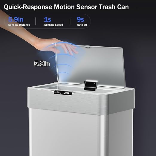 TLSUNNY 16 Gallon Motion Sensor Trash Can, Touchless Automatic Garbage Can - Image 4