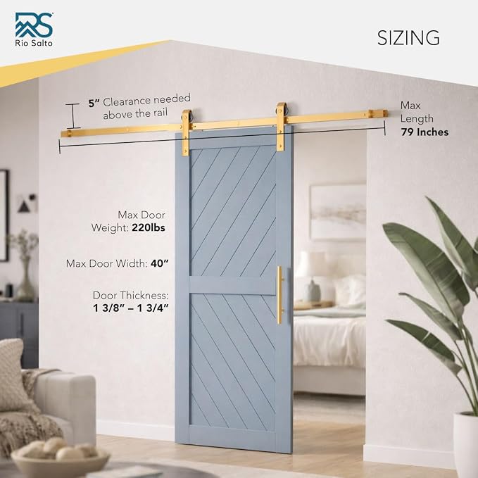 Rio Salto Gold Barn Door Hardware Kit Sliding Door Hardware Modern Barn - Image 2