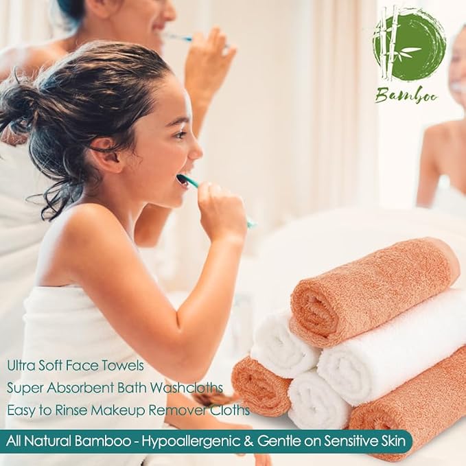 Wash Cloths 12 Pack, 13x13 inch Large White Face Towel on Sensitive Skin - Image 4