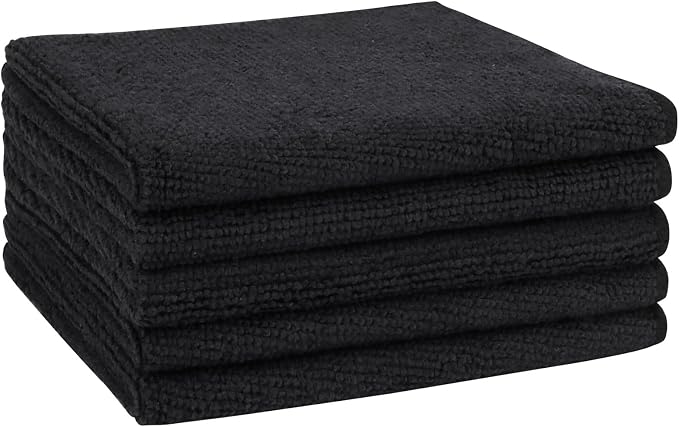 AIDEA Microfiber Cleaning Cloth Black 5PK, Microfiber Towels by AIDEAHOME