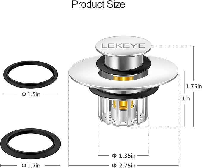 LEKEYE Tub Stopper | Shower Drain Hair Catcher | Pop-up Drain Stopper - Image 2