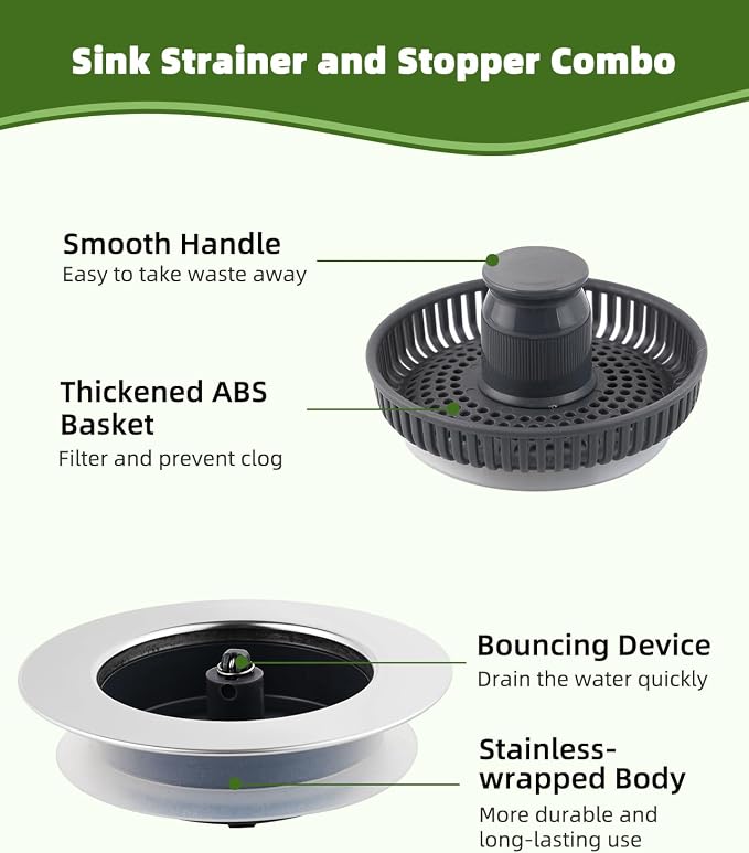 Universal Kitchen Sink Strainer Stopper Combo, 3 in 1 Pop Up Kitchen Sink - Image 6