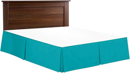Bed Skirt - 100% Cotton 800 Thread Count Box Pleated Bed Skirt - Luxury Pleated Dust Ruffle, Hotel Quality Modern Bed Skirt, Easy Fit with 12 Inch Tailored Drop, Olympic Queen, Turquoise